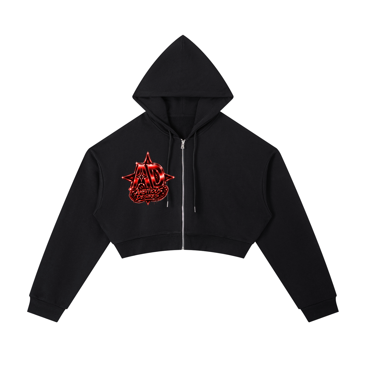 Worldwide Ambition Cropped Zip-Up Hoodie