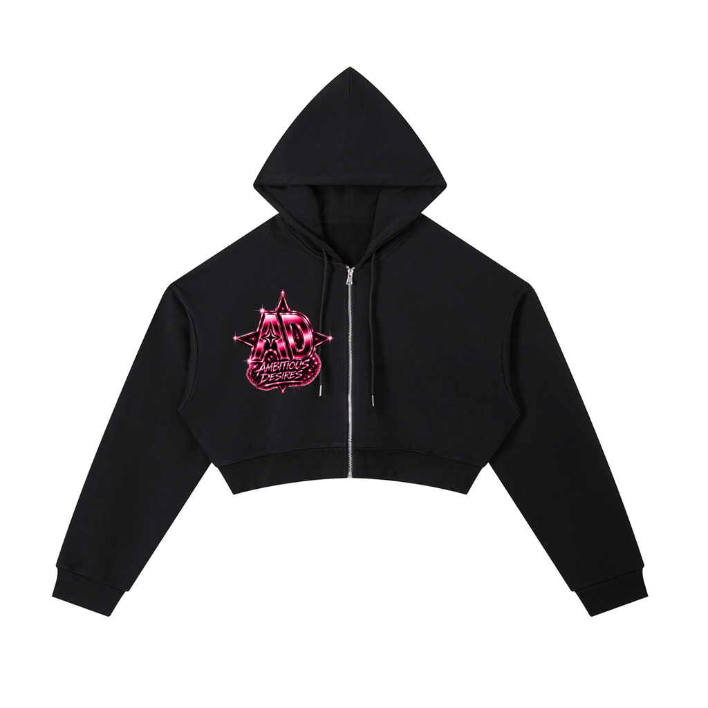 Worldwide Ambition Cropped Zip-Up Hoodie