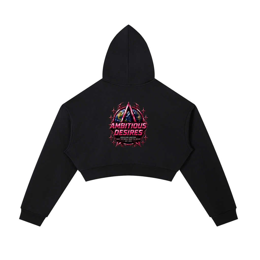 Worldwide Ambition Cropped Zip-Up Hoodie